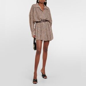 Norma Kamali Leopard-print georgette shirt dress • New (no tags) • Size S